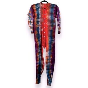 Vintage 70s Union Suit Onesie Tie Dye Costume Size Small